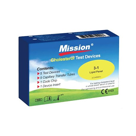3-1 Lipid Panel Test for use with Mission Cholesterol Meter (5 tests)